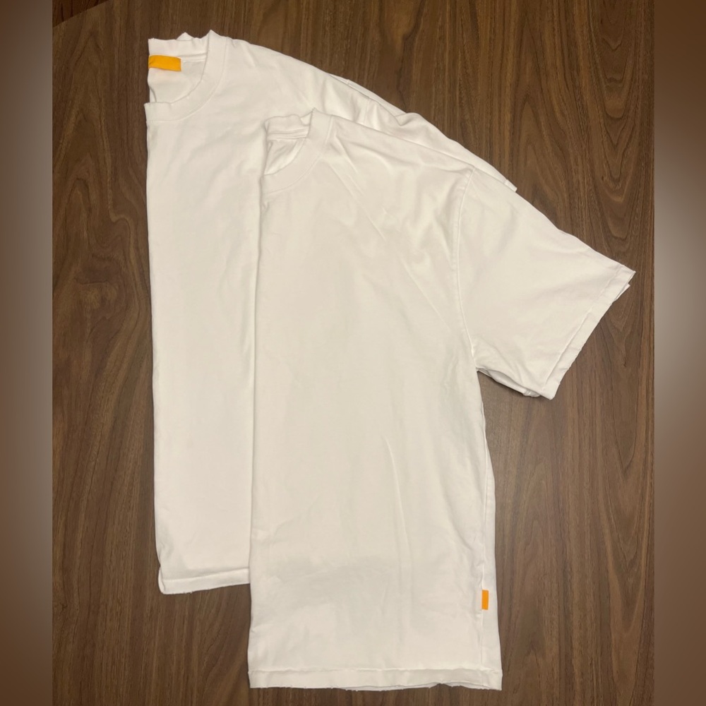 2 YELLOW LABEL Co. Bundle! Designer T-Shirts White Raw Edge XXL Made in Portugal